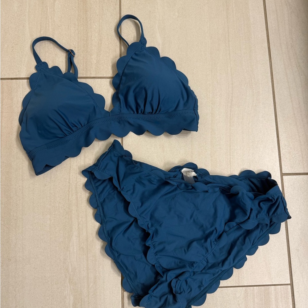 Chelsea28 Blue Scalloped Bikini Set